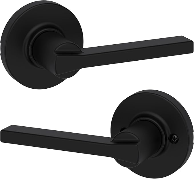 Kwikset Casey Interior Passage Round Door Handle, Lever for Closet and Hallway Doors, Reversible Non-Locking Handle Lever, Satin Nickel, with Microban Protection