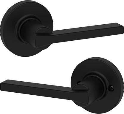 Kwikset Casey Interior Passage Round Door Handle, Lever for Closet and Hallway Doors, Reversible Non-Locking Handle Lever, Satin Nickel, with Microban Protection