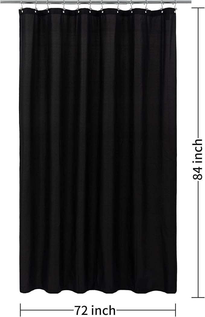 ALYVIA SPRING Extra Long Waterproof Fabric Shower Curtain Liner Black 72x84 | 3 Magnets, Soft Cloth & Hotel Quality, Machine Washable, Light-Weight, Extra Long Size