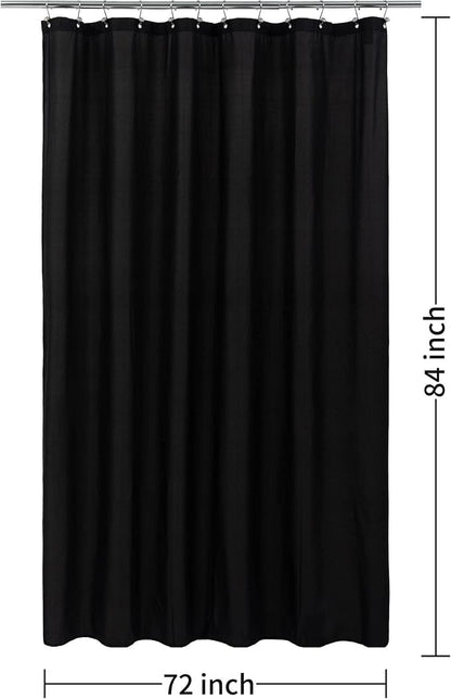 ALYVIA SPRING Extra Long Waterproof Fabric Shower Curtain Liner Black 72x84 | 3 Magnets, Soft Cloth & Hotel Quality, Machine Washable, Light-Weight, Extra Long Size