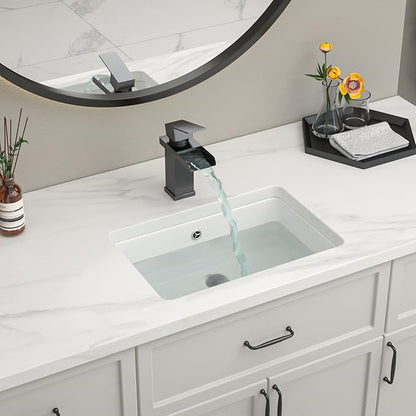 Bathroom Vessel Sink 18" x 12" Rectangle Vessel Sink With Faucet And Drain Combo Bowl Sink Bathroom Vessel Sinks Countertop Rectangular White Farmhouse Lavatory Vanity Sink Basin