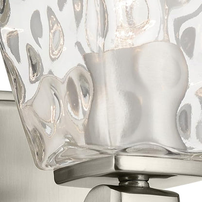 Kichler Marant 5" 1-Light Wall Sconce with Clear Water Glass in Brushed Nickel, for Bathroom, Powder Room, Hallway, (5" W x 9.5" H), 55214NIWTR