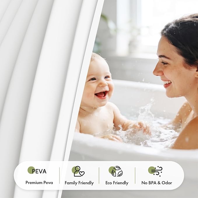 Bathway Shower Curtain Liner, White Shower Curtain Liner 72x78 Lightweight PEVA Waterproof Shower Curtain Liner Plastic with 3 Magnets and 12 Rustproof Metal Grommets, Long Shower Liner for Bathroom