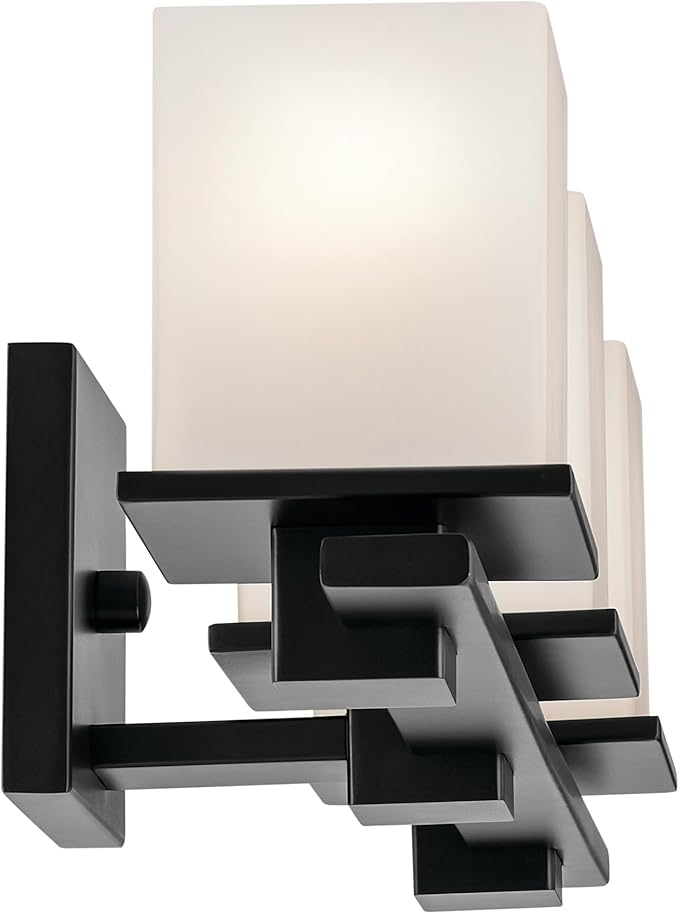 Kichler Tully 24" 3-Light Vanity Light with Satin Etched Cased Opal Glass in Black for Over a Vanity, Soft Modern Style, (24" x 6.5" x 7"), 45151BK