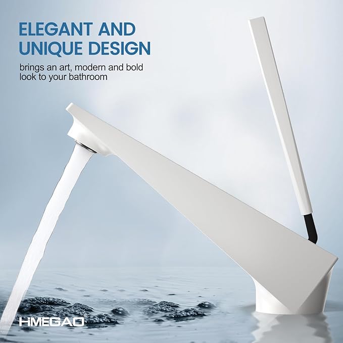 Bathroom Sink Faucet Milky White, Single Handle Brass Sink Faucet with Unique Design, Single Hole Basin Mixer for Lavatory, Vanity, RV, Modern Farmhouse, Suitable for 1 Hole