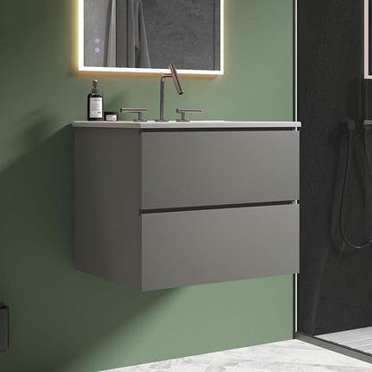 24" Bathroom Vanity with Sink, Modern Floating Vanity with Double Soft Closing Drawers, Large Storage for Small Space, Space Gray, Fully Assembled - Iris Collection