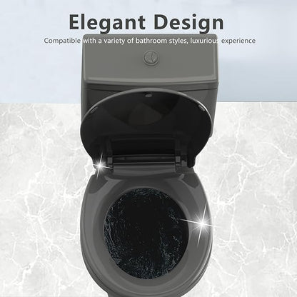 Round Toilet Seat, 16.5inch, Soft Close Quiet, No Alam, Standard Round Universal Size, PP Material Safe and Easy Clean, Dark Grey