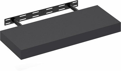 Furinno Tanna Floating Shelves for Wall, 9 x 24 Wall Shelf, Single Set Wall Mounted Floating Shelf with Invisible Bracket, 2-Inch Thick, for Bathroom, Living Room, Bedroom, Home Office, Americano