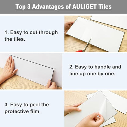 AULIGET 2-Piece Grey Shale Peel and Stick Backsplash Wall Tiles, 6" x 12" PVC Faux Stone Stick on Tiles for Backsplash Kitchen, Bathroom, Laundry Room, Camper, Fireplace