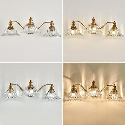 Vintage Bathroom Vanity Light Fixture 3 Lights Vanity Lighting Matte Antique Brass Vanity Light for Bathroom