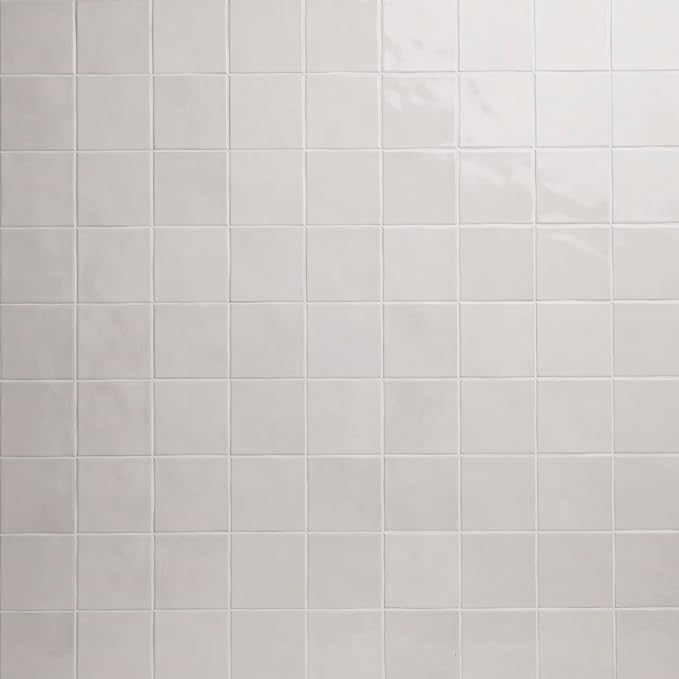 M S International Renzo Dove Glossy Ceramic Square Wall Tile for Bathroom, Kitchen Backsplash, Accent, and Shower - Sample