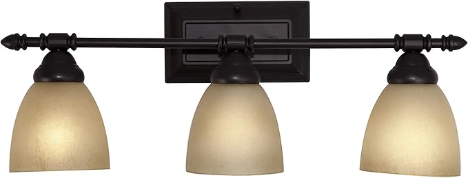 Designers Fountain 3-Light Apollo Bathroom Vanity Lights Fixture, 23.75 Inch Wall Mount Sconce for Bedroom or Over Mirror, Oil Rubbed Bronze, 94003-ORB
