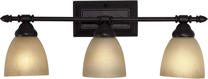 Designers Fountain 3-Light Apollo Bathroom Vanity Lights Fixture, 23.75 Inch Wall Mount Sconce for Bedroom or Over Mirror, Oil Rubbed Bronze, 94003-ORB