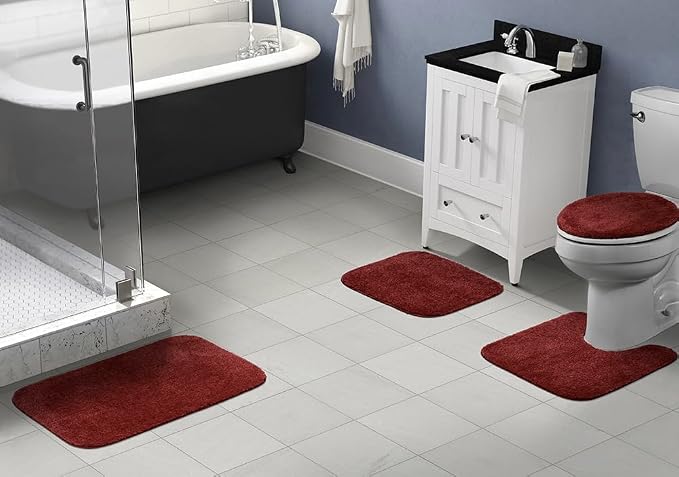 Garland Rug Traditional Bath Rug Set, 4-Piece, Chili Pepper Red