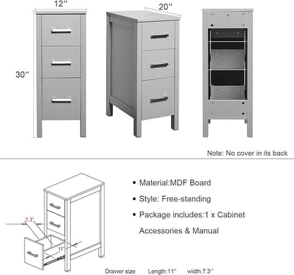 UEV 60" Double Sink Bathroom Vanity,Grey Bathroom Vanity with Double Side Vanity Cabinets & Removable 3 Drawer Storage Cabinet,Modern Artistic Ceramic Vessel Sink Combo,Mirror Not Included(032WH)