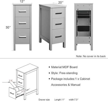 60" Double Sink Bathroom Vanity,Grey Bathroom Vanity with Double Side Vanity Cabinets & Removable 3 Drawer Storage Cabinet with Modern Vessel Sink,Mirror Not Included(029CH)