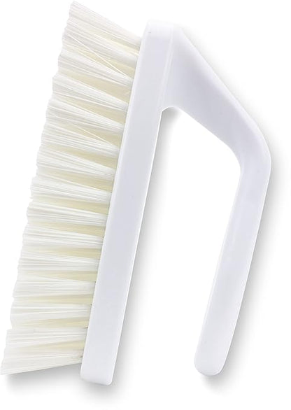 SPARTA Scrub Brush with Iron Shaped Handle and Stiff Bristles, Heavy Duty Scrubber Brush for Kitchen, Bathroom, Shower, Tile, Sink, Carpet and Bakepans, Polypropylene, 6 Inches, White, (Pack of 6)