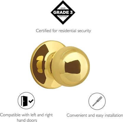 Design House 783191 Ball Dummy Door Knob Polished Brass