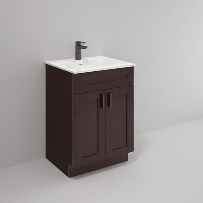 24" Espresso Shaker Bathroom Vanity Base – Ready-to-Assemble Sink Cabinet, Freestanding Bathroom Vanity Base Only, No Top or Sink