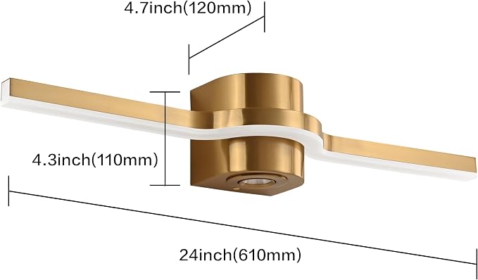 SOLFART Brushed Bronze LED Bathroom Light Fixtures 24 Inch Dimmable Bathroom Vanity Lights Modern Wall Light for Bath Vanity Lighting Fixtures D