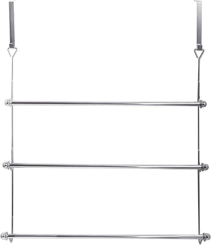 MyGift 3 Tier Over Door Towel Rack, Chrome Bathroom Towel Holder | Maximize bathroom space with a 3-tier chrome-plated over-door towel rack for hanging bath and hand towels or drying laundry