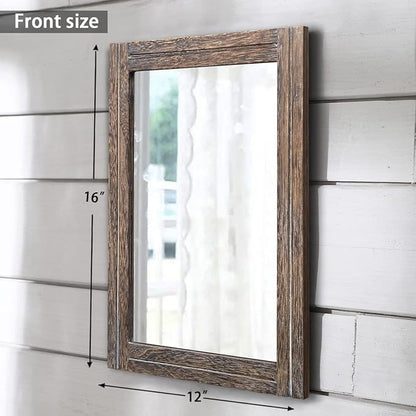 AAZZKANG Mirror with Wood Framed Rectangle Rustic Wall Mirrors Decor for Bedroom Bathroom Living Room Entryway