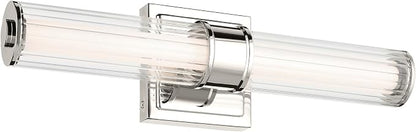 Kichler Laurene LED Bath Bar Light, Polished Nickel | Linear vanity light with clear fluted glass for bathroom mirrors (18.5" x 5" x 4.25"), 55195PNLED