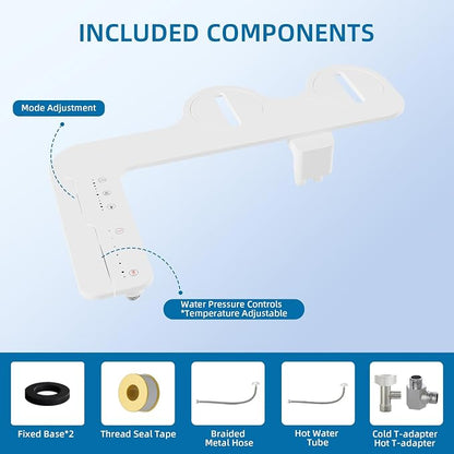 Garvee Non-Electric Bidet Attachment, Dual Nozzle, Side Control | Adjust water temp & pressure; self-cleaning nozzles; quick DIY install fits most toilets—fresh, comfortable rinse without pow