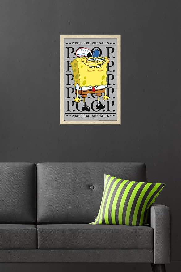 Trends International Nickelodeon Spongebob - P.O.O.P. Wall Poster, 22.4L x 14.7W, Blonde Framed Version