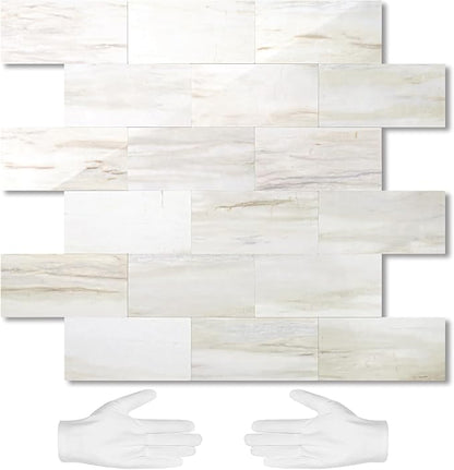 STICKGOO 10-Sheet Peel and Stick Backsplash on Subway Tile, Eurasia Biege | PVC Self Adhesive Kitchen Backsplash, Seamless, Wateproof, Stick on Tiles for Kitchen, Bathroom, RV