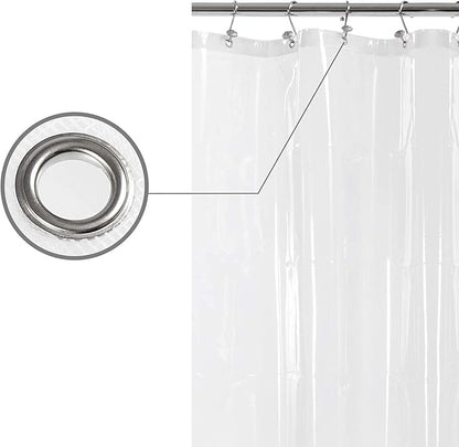 Barossa Design Extra Long Shower Curtain or Liner 72x80-6 Magnets on Bottom, PEVA, Waterproof, PVC Free, Metal Grommets - 72 x 80 Inches, Clear