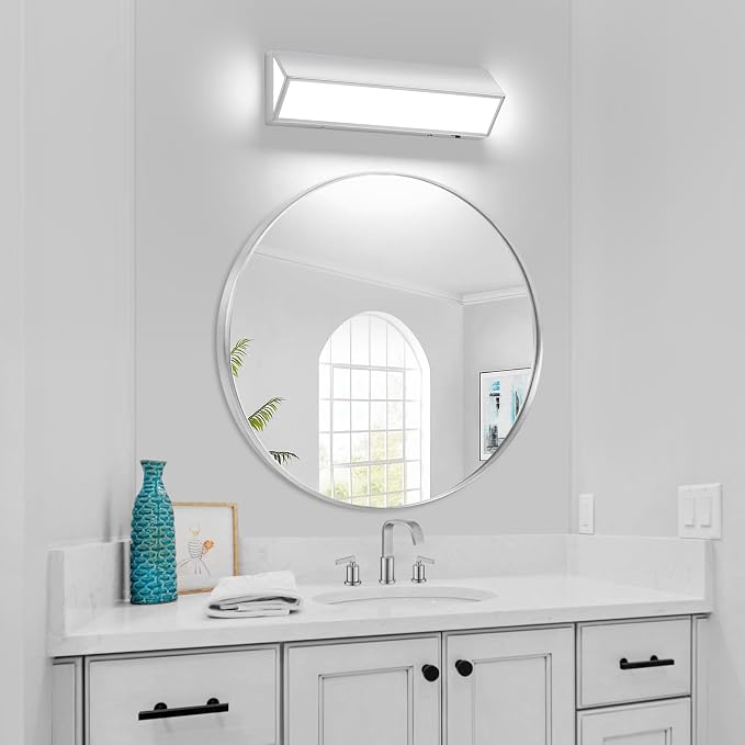 LED Modern Bathroom Vanity Light Fixtures (16-Inch, 5CCT, Dimmable), Modern Acrylic Bathroom Wall Lighting Fixtures Over Mirror, Chrome