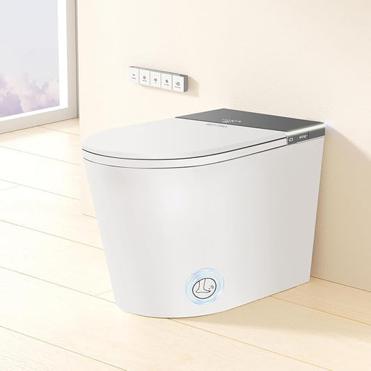 Smart Toilet with Bidet Built in,One Piece Bidet Toilet,Japanese Toilet for Bathroom with Remote Control,Modern Elongated Toilet with heated toilet seat,bidet warm water,Foot Sensor Operation