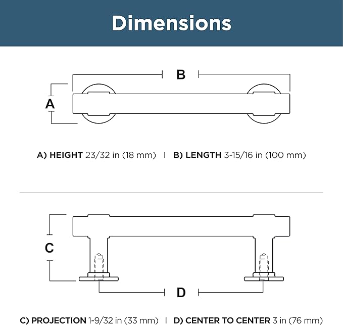 Franklin Brass Francisco (5-Pack) Cabinet Handles 3' Hole Center Soft Iron Kitchen Drawer Pulls Dresser, Furniture Hardware P29520K-SI-B1