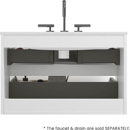 30" Bathroom Vanity with Sink, Modern Floating Vanity with Double Soft Closing Drawers, Large Storage for Small Space, Glossy White, Fully Assembled - Iris Collection