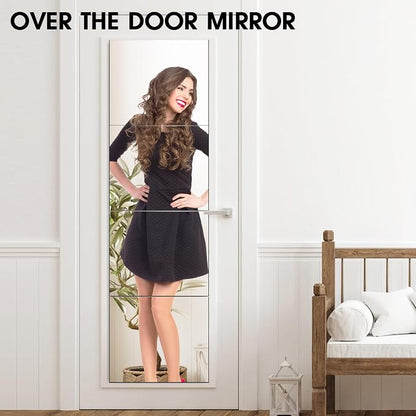 VASUHOME Glass Full Length Wall Mirror Tiles - [12 x10 Inch - 4PCS], Frameless Full Body Mirror for Home Gym, Bedroom, Living Room - Versatile Wall Mirror with Unrivaled Clarity