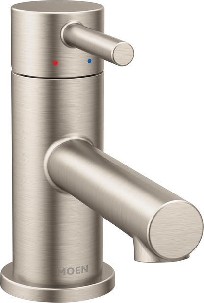 Moen 6191BN Align One-Handle Single Hole Low Profile Modern Bathroom Faucet with Drain Assembly, Brushed Nickel