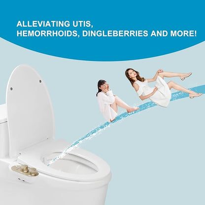 Bidet Attachment for Toilet Warm Water, Ultra-Slim Bidet Hot and Cold,Non-Electric Bidet Attachment for Frontal/Rear Wash, with Retractable Nozzle, Pressure & Angle Controls,Easy to install