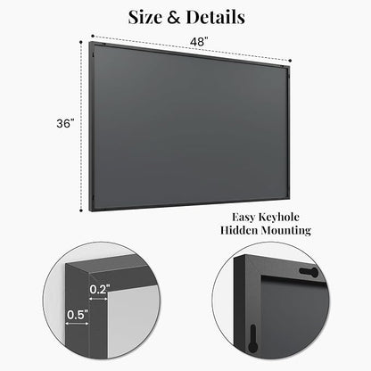 48"x36" Matte Black Large Framed Bathroom Vanity Wall Mirror | Large Vanity Wall Mirror, Slim Metal Frame, Dresser or Sideboard Use, Vertical/Horizontal Mount, Tempered Glass