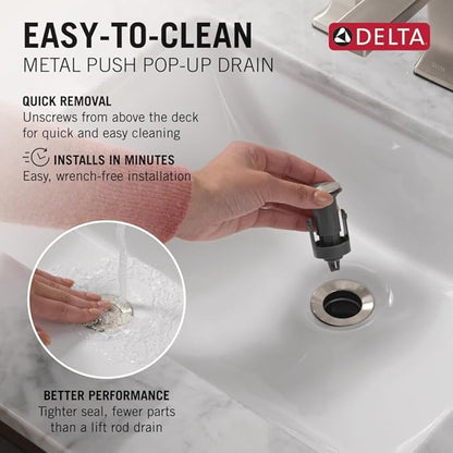 Delta Faucet Esato Centerset Bathroom Faucet Brushed Nickel, Bathroom Sink Faucet, Drain Assembly Included, SpotShield Brushed Nickel 25897LF-SP