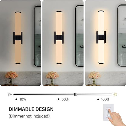 Kalium 24in Modern Wall Sconces, Dimmable Bathroom Vanity Lights, 3000K Warm White LED Indoor Sconces Lighting for Bathroom, Stairs, Living Room, Bedroom. Hardwired.