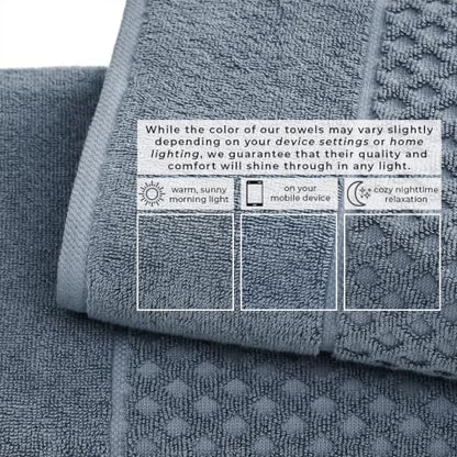 Great Bay Home Bath Towels - 100% Cotton 6 Piece Bath Sheet Set - Diamond Waffle Weave - Absorbent, Durable, Quick-Dry Towels for Bathroom (Blue)