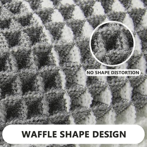 Arenarug Checkered Waffle Bath Mat, Super Absorbent Boho Farmhouse Bathroom Rugs Non Slip Washable, Ultra Soft Bath Rugs Mats with Tassels for Bathroom Floor, Grey White, 18"x30"
