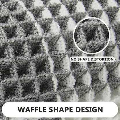 Arenarug Checkered Waffle Bath Mat, Super Absorbent Boho Farmhouse Bathroom Rugs Non Slip Washable, Ultra Soft Bath Rugs Mats with Tassels for Bathroom Floor, Grey White, 18"x30"