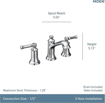 Moen Dartmoor Oil-Rubbed Bronze Two-Handle High Arc Widespread Bathroom Sink Faucet for 3-Hole Setups with Valve Included, TV6805ORB