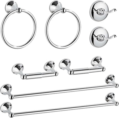8 Piece Bathroom Accessory Set(Adjustable Towel Bar, Towel Ring, Toilet Paper Holder,Towel Hook), Wall Mounted Bathroom Hardware Accessories Set,Chrome