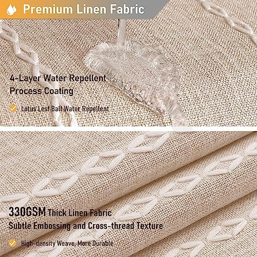 BTTN 72x84 Long Boho Farmhouse Linen Heavy Duty Shower Curtain, Tan/Taupe