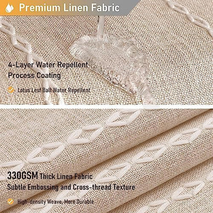 BTTN Small Boho Linen Heavy Duty Cloth Shower Curtain, 36x72, Tan/Taupe