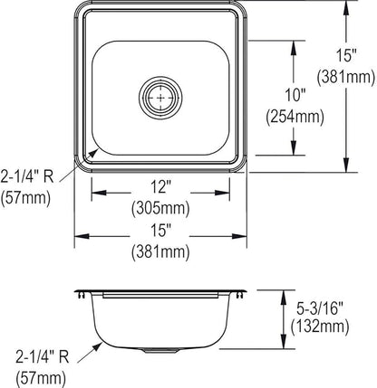Elkay Dayton D115153 Single Bowl Top Mount Stainless Steel Bar Sink