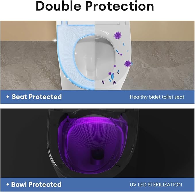 Smart Toilet with Bidet Built In, Bidet Toilet ADA Comfort Height Elongated One-Piece Toilet,Toilet With Bidet 3 Multi-Functional Cleaning Modes Night Light Heated Seat S20
